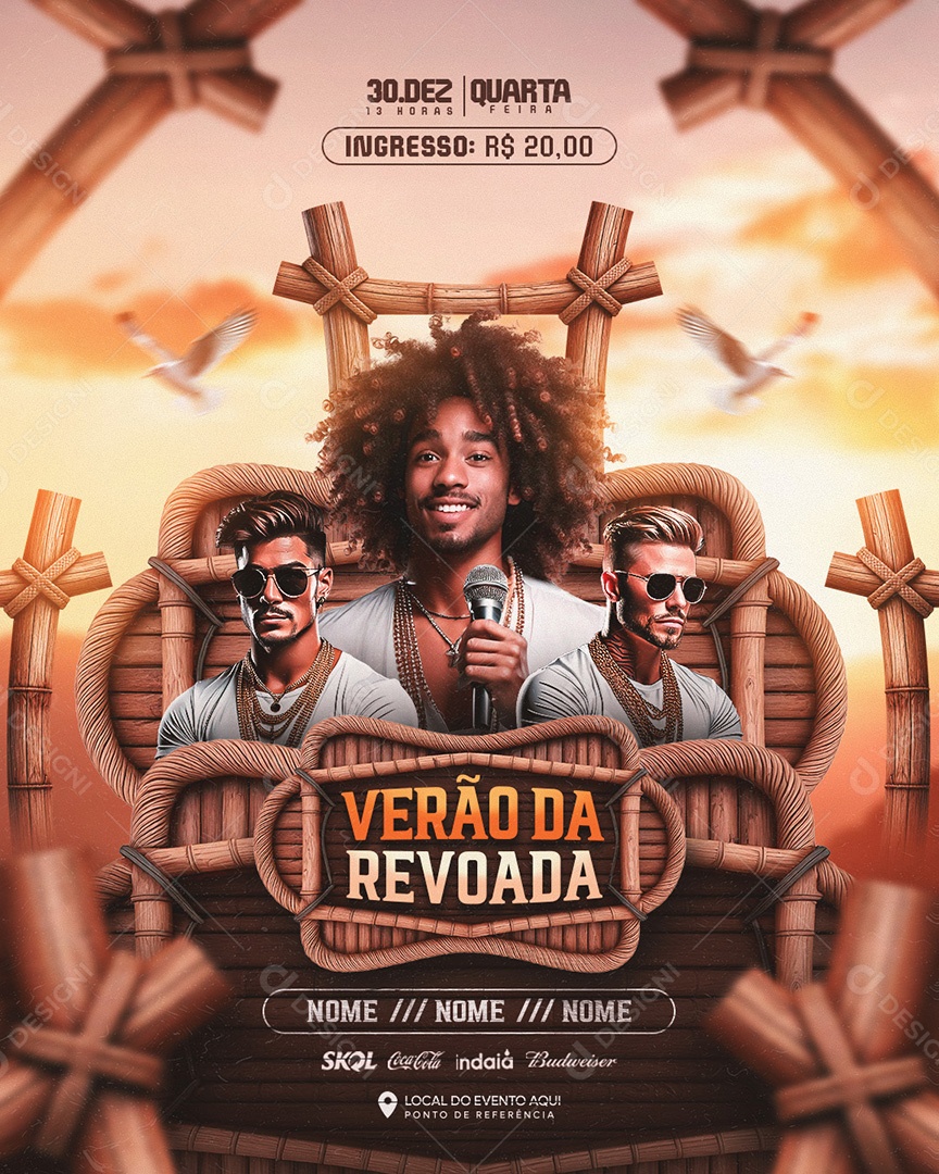 Flyer Shows Verão Revoada  Social Media PSD Editável