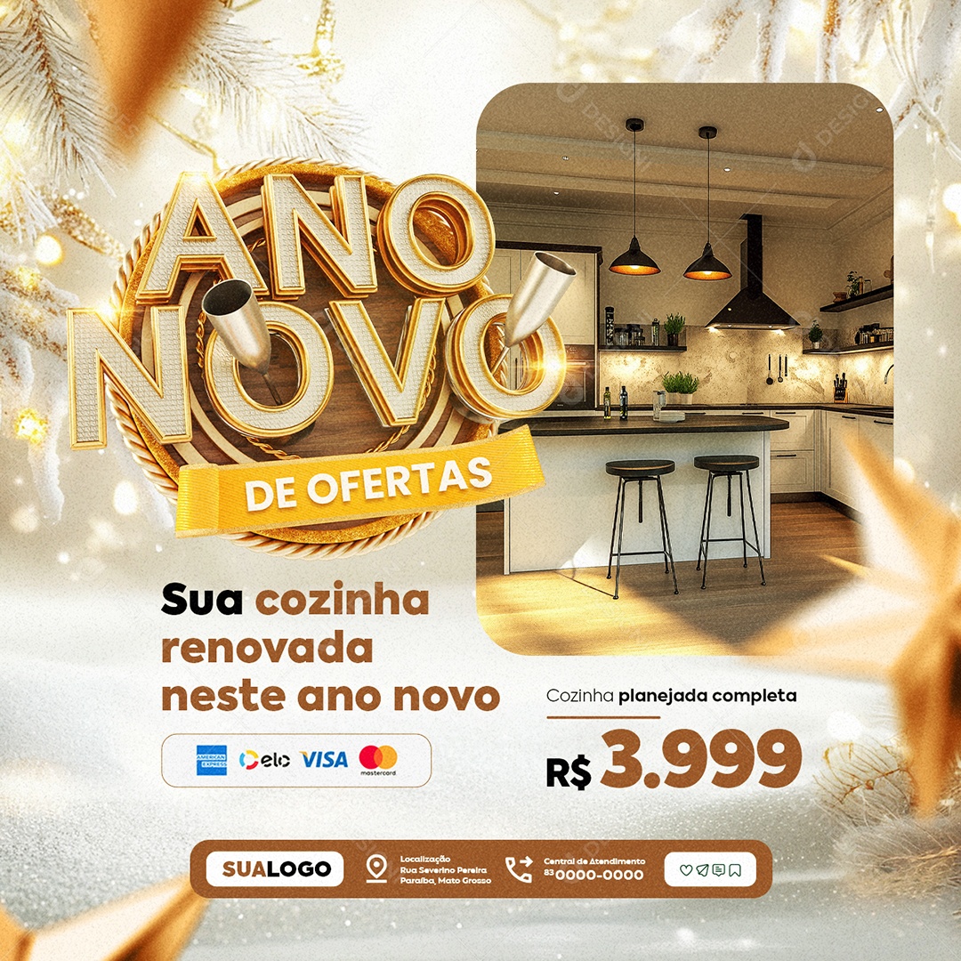 Ano Novo De Ofertas Cozinha Planejada Completa Social Media PSD Editável