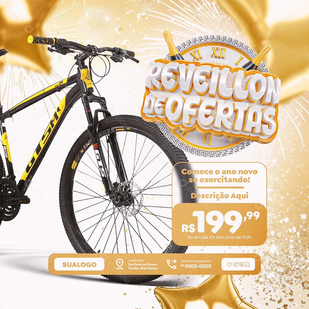 Ano Novo De Ofertas Bicicleta Reveillon De Ofertas Social Media PSD Editável