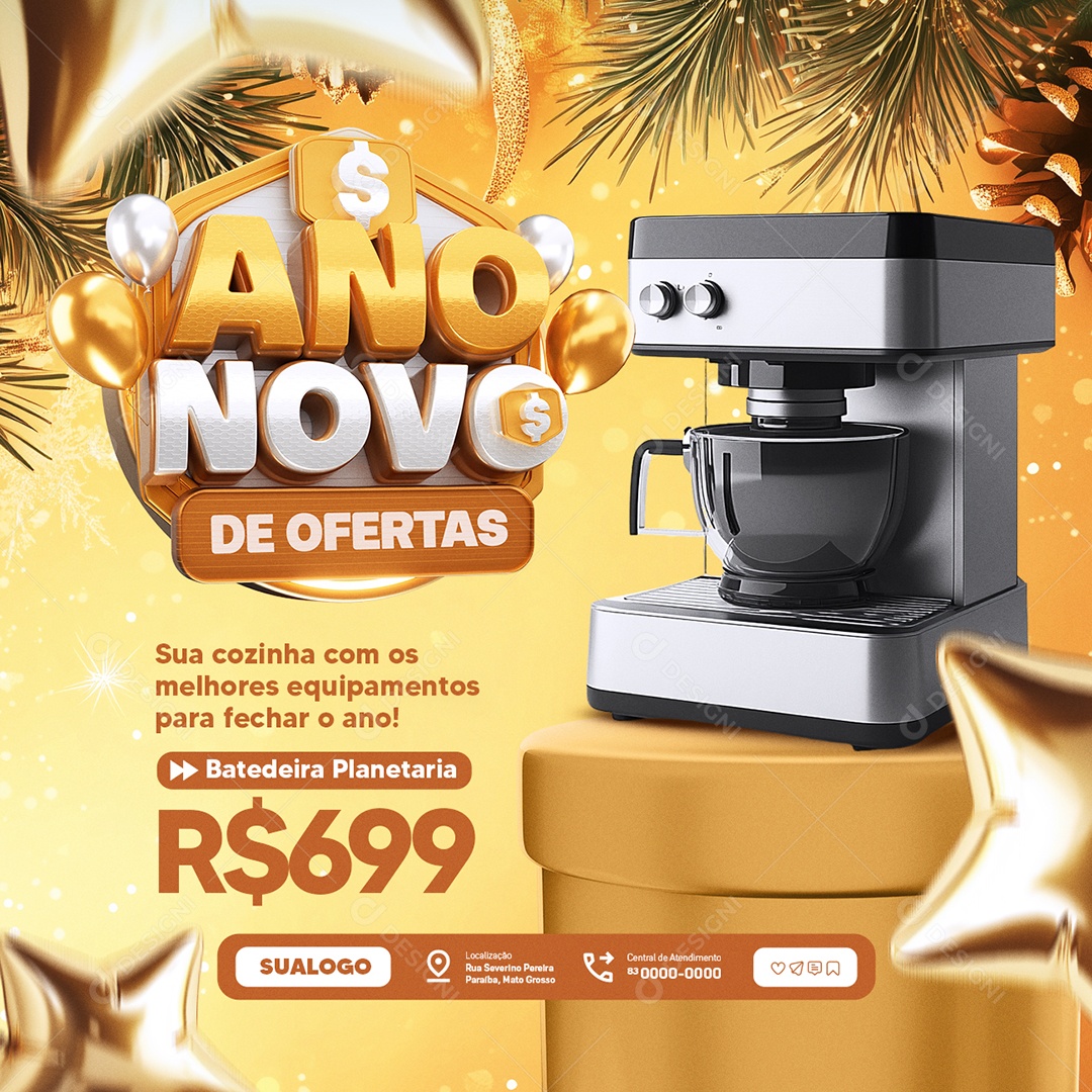 Ano Novo De Ofertas Batedeira Planetaria Social Media PSD Editável