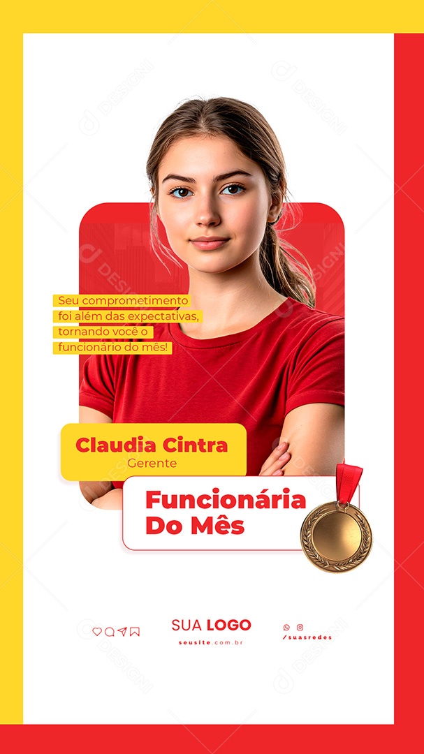 Story Funcionário Do Mês Claudia Cintra Gerente Social Media PSD Editável