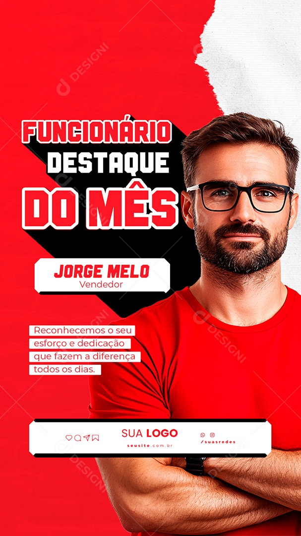 Story Funcionário Do Mês Jorge Melo Vendedor Social Media PSD Editável