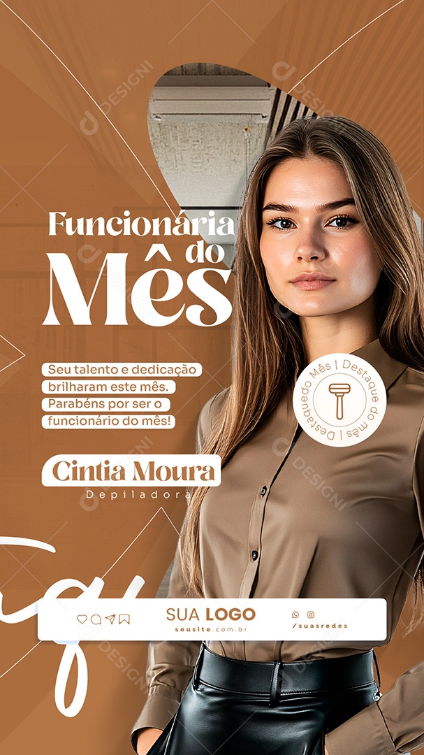 Story Funcionária Do Mês Cintia Moura Depiladora Social Media PSD Editável