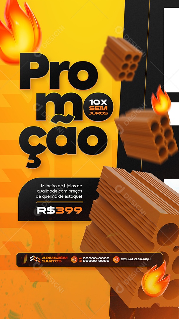 Story Queima de Estoque Materiais de Construção Promoção Social Media PSD Editável