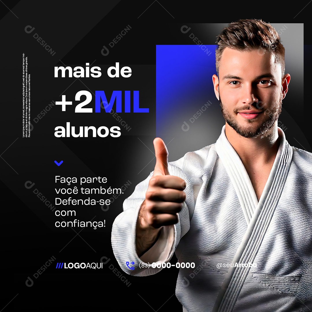 Escola de Luta Defesa Pessoal Mais de Dois Mil Alunos Social Media PSD Editável