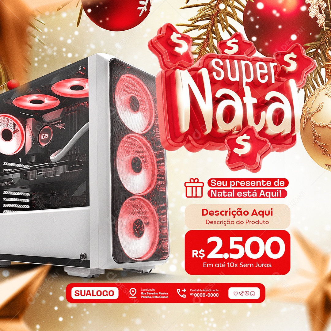 Super Natal Loja Pc Gamer Eletrônicos Social Media PSD Editável
