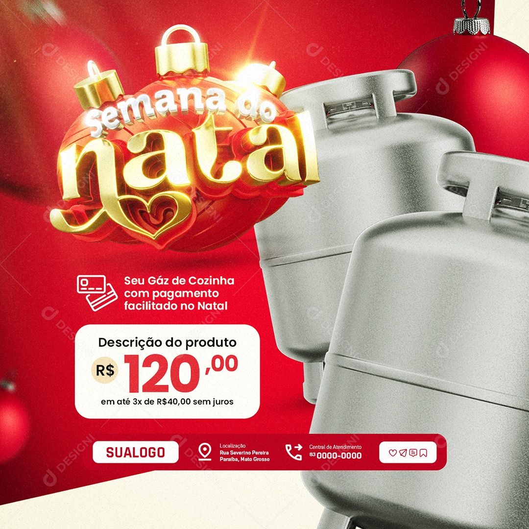 Semana de Natal Loja Botijão de Gás Social Media PSD Editável