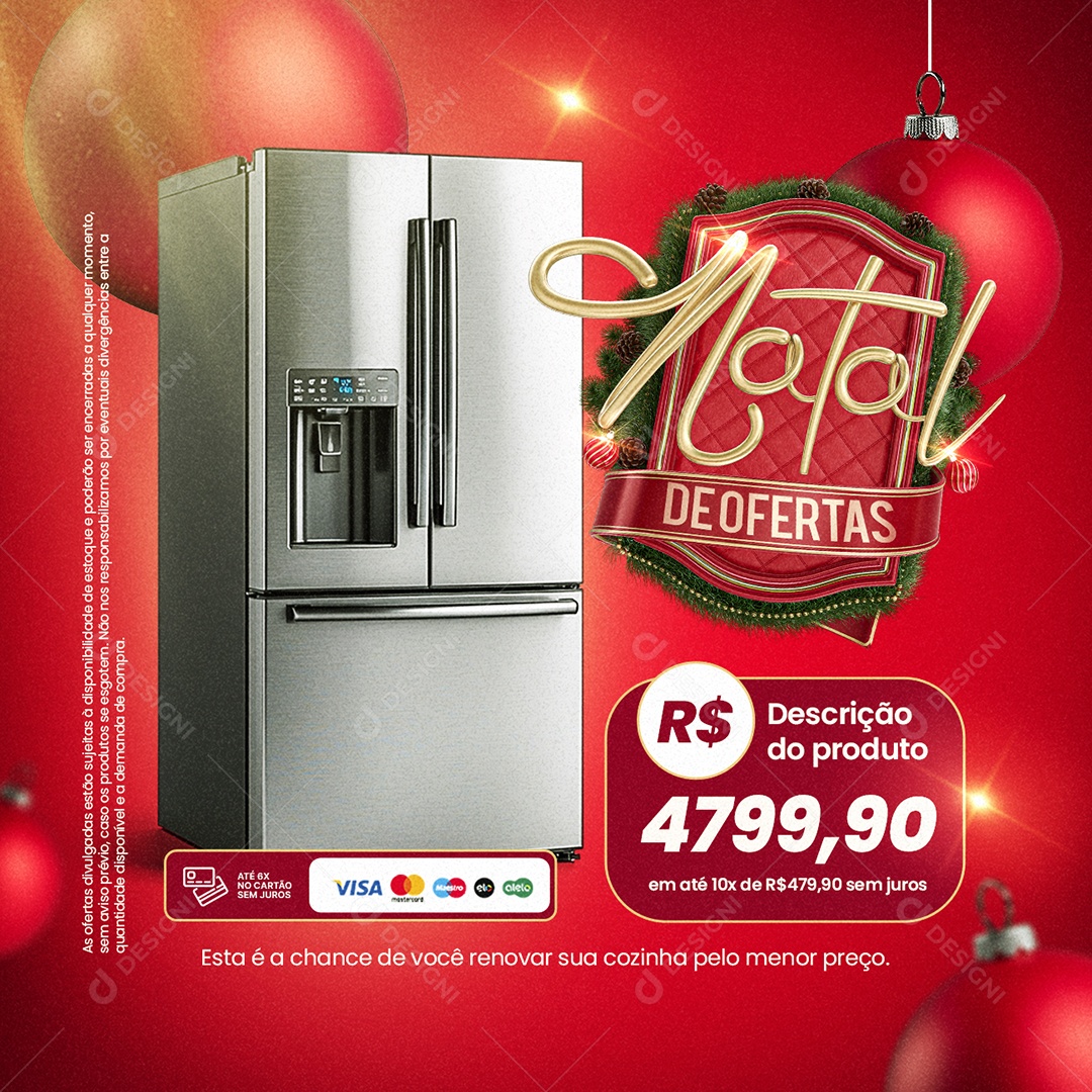 Natal de Ofertas Loja Geladeira Social Media PSD Editável
