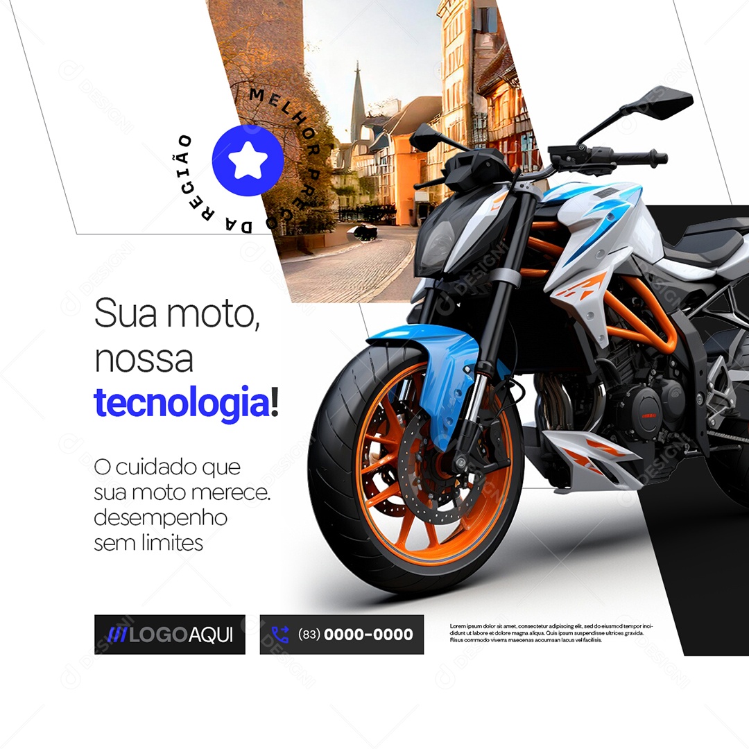 Motopeças Sua Moto nossa Tecnologia Social Media PSD Editável