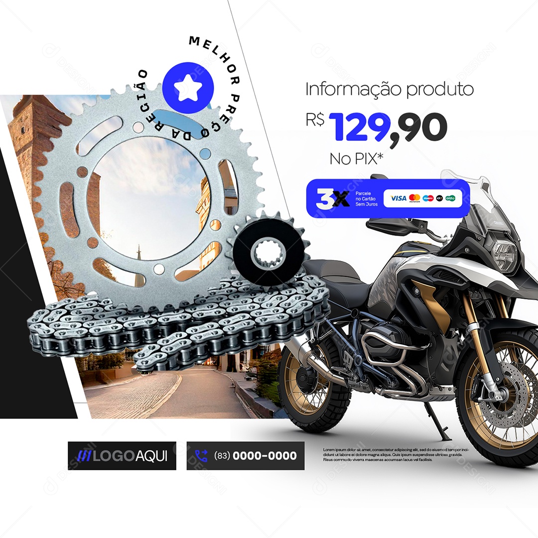 Motopeças Corrente Social Media PSD Editável