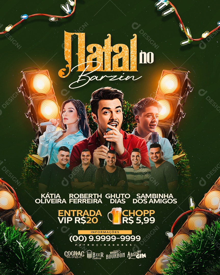 Flyer Natal no Barzin Social Media PSD Editável