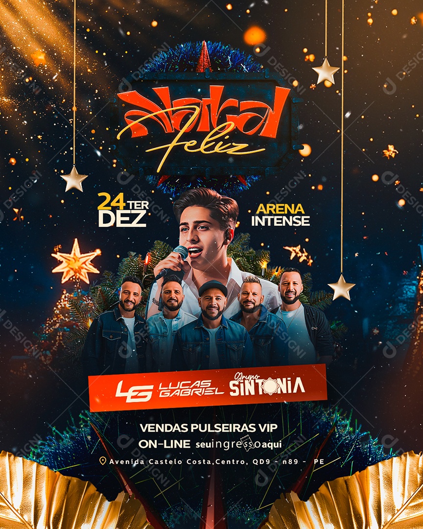 Flyer Natal Feliz Lucas Gabriel Social Media PSD Editável
