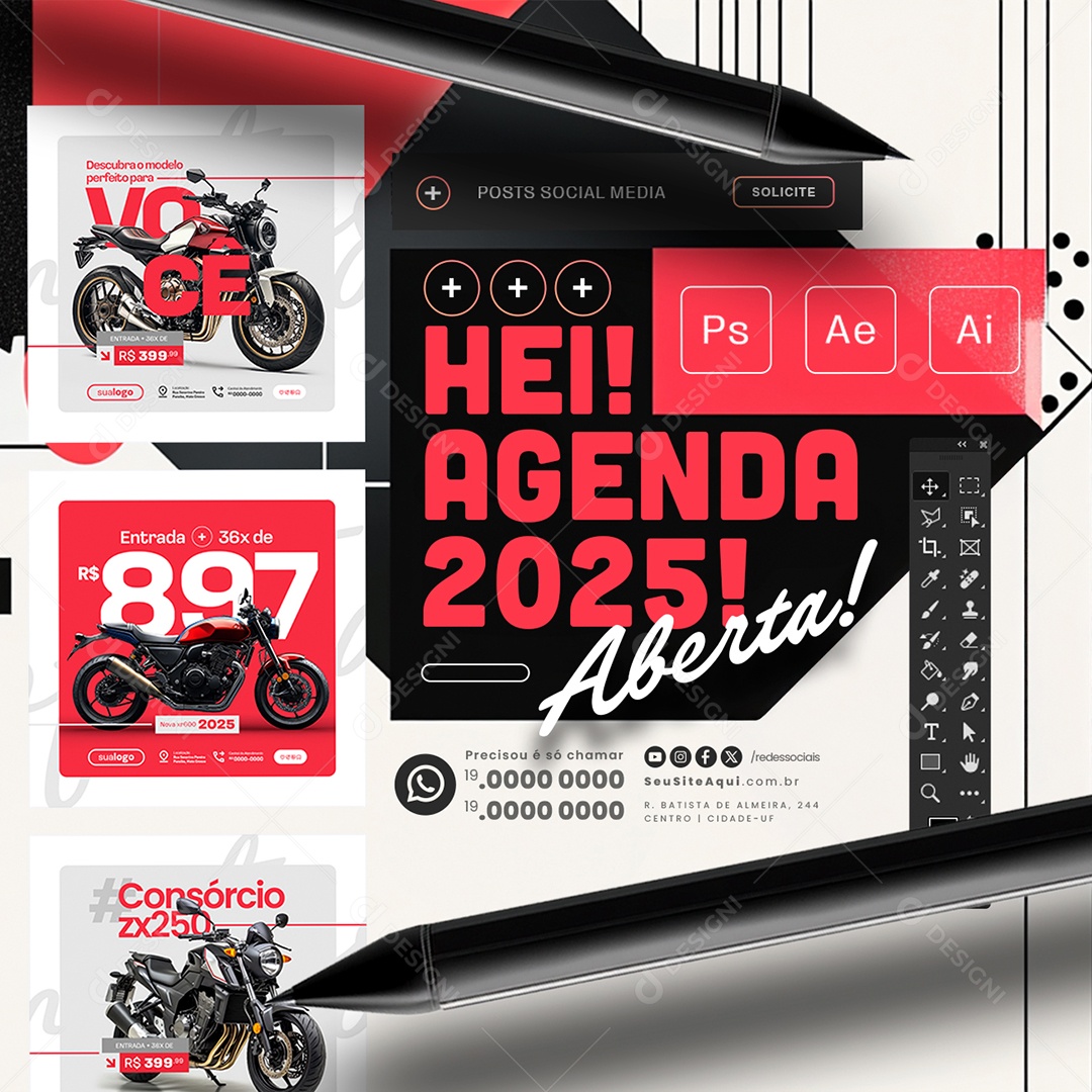 Designer Gráfico Agenda Posts Social Media PSD Editável