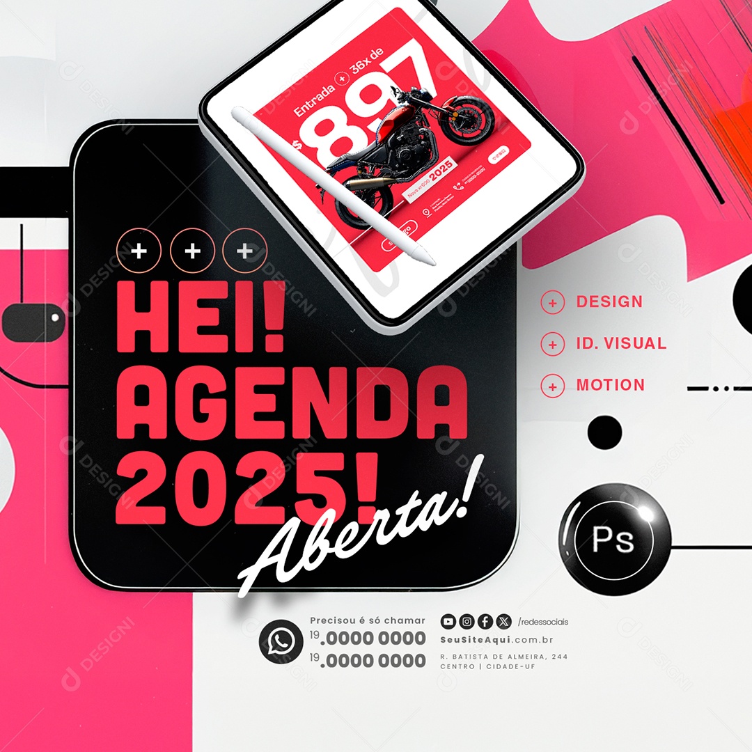 Designer Gráfico Hei Agenda 2025 Social Media PSD Editável