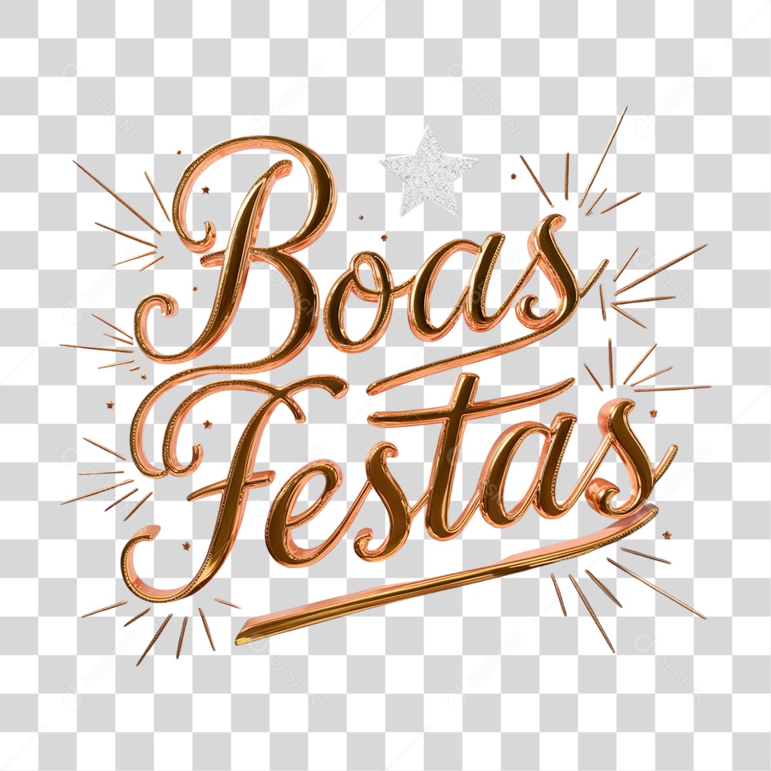 Boas Festas Texto 3D para Composição PNG Transparente