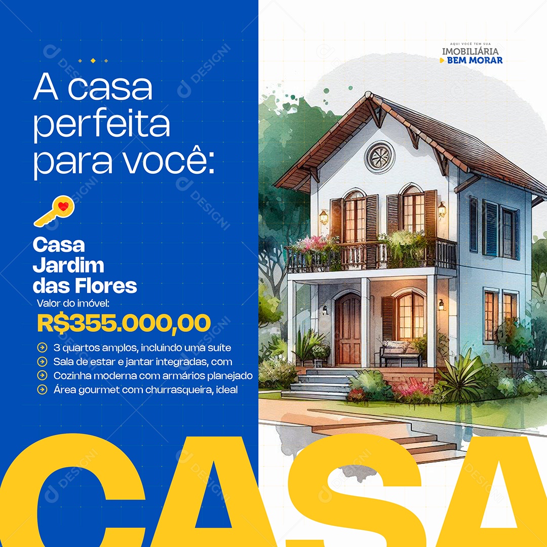 Imobiliária Casa Perfeita Para Você Social Media PSD Editável