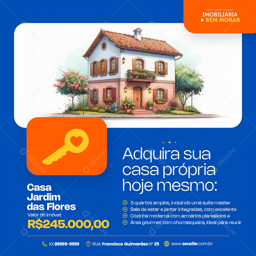 Imobiliária adquira Sua Casa Social Media PSD Editável