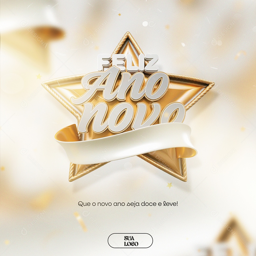 Feliz Ano Novo Seja Doce e Leve Social Media PSD Editável