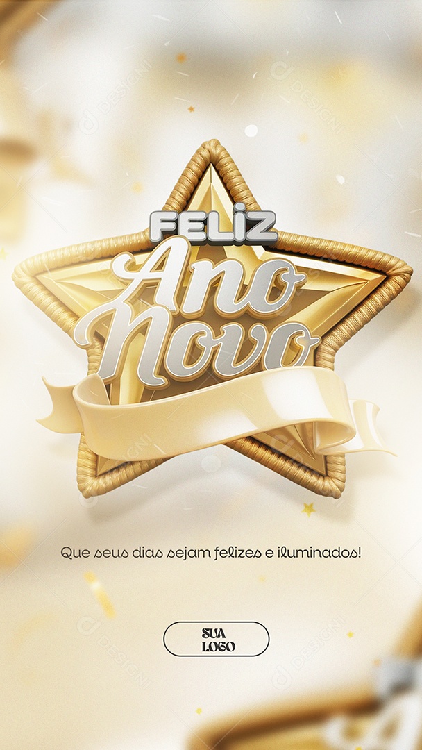 Story Feliz Ano Novo Felizes e Iluminados Social Media PSD Editável