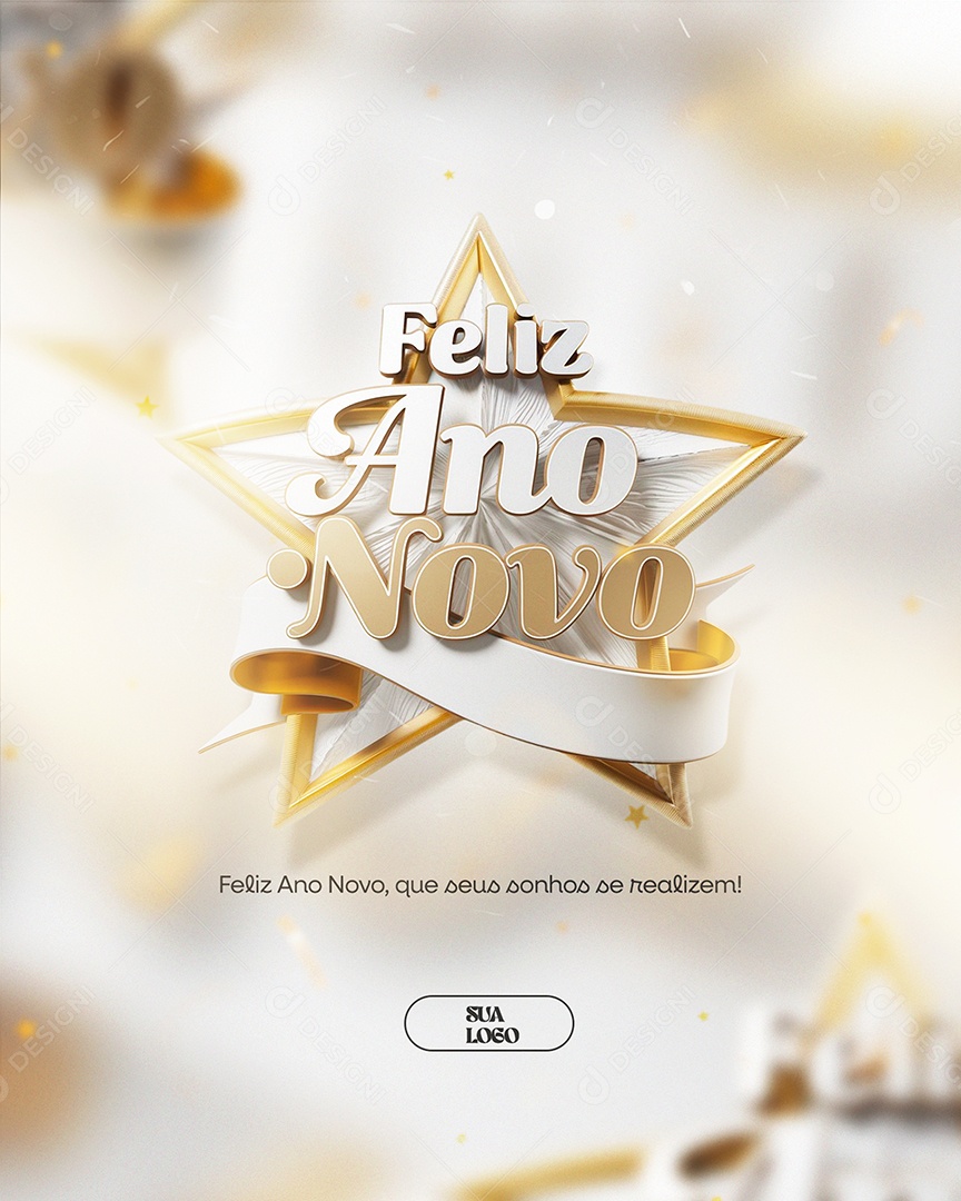 Feliz Ano Novo Que Seus Sonhos Se Realizem Social Media PSD Editável