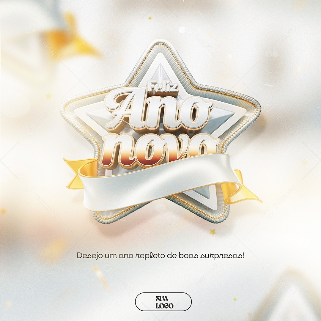 Feliz Ano Novo Repleto de Boas Surpresas Social Media PSD Editável