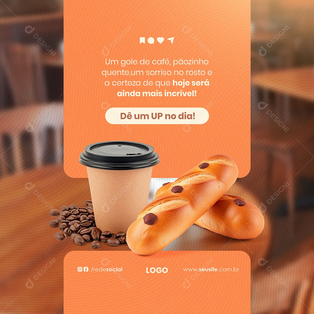 Frase Motivacional Cafeteria Social Media PSD Editável