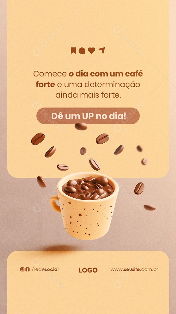 Story Frase Motivacional Cafeteria Social Media PSD Editável