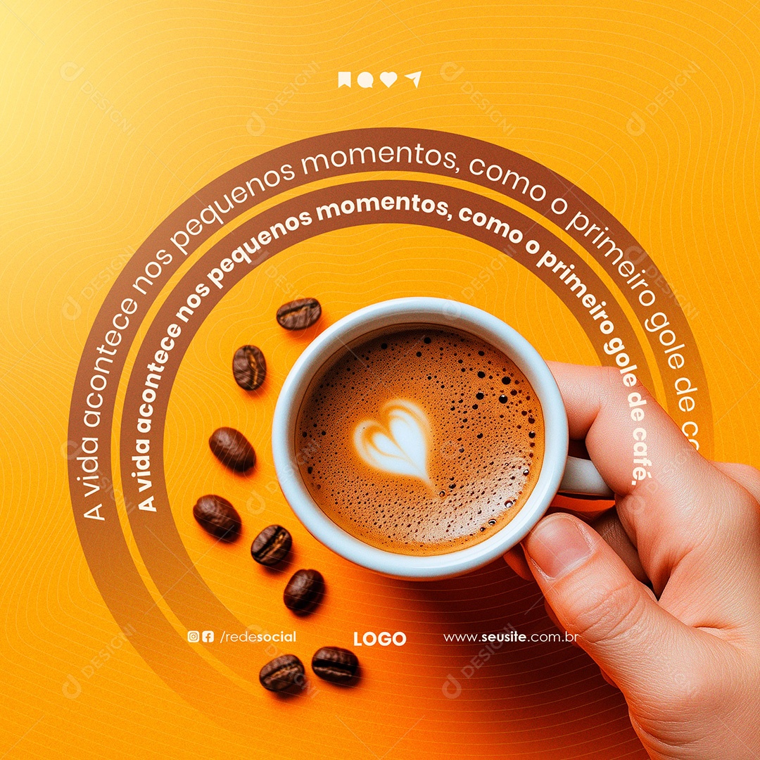 Frase Motivacional Cafeteria Social Media PSD Editável