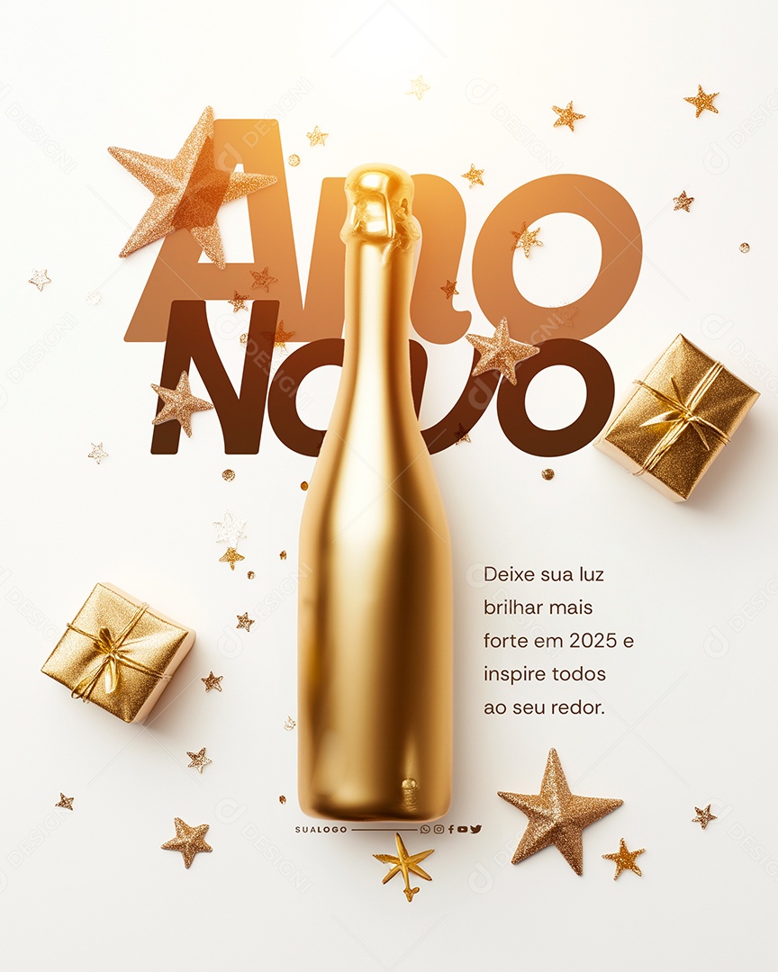 Ano Novo Deixe Sua Luz Brilhar Social Media PSD Editável