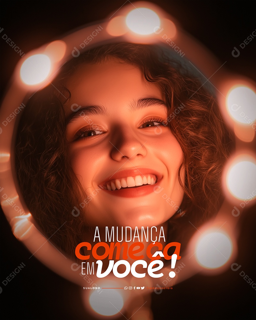 Frase Motivacional a Mudança Começa em Você Social Media PSD Editável