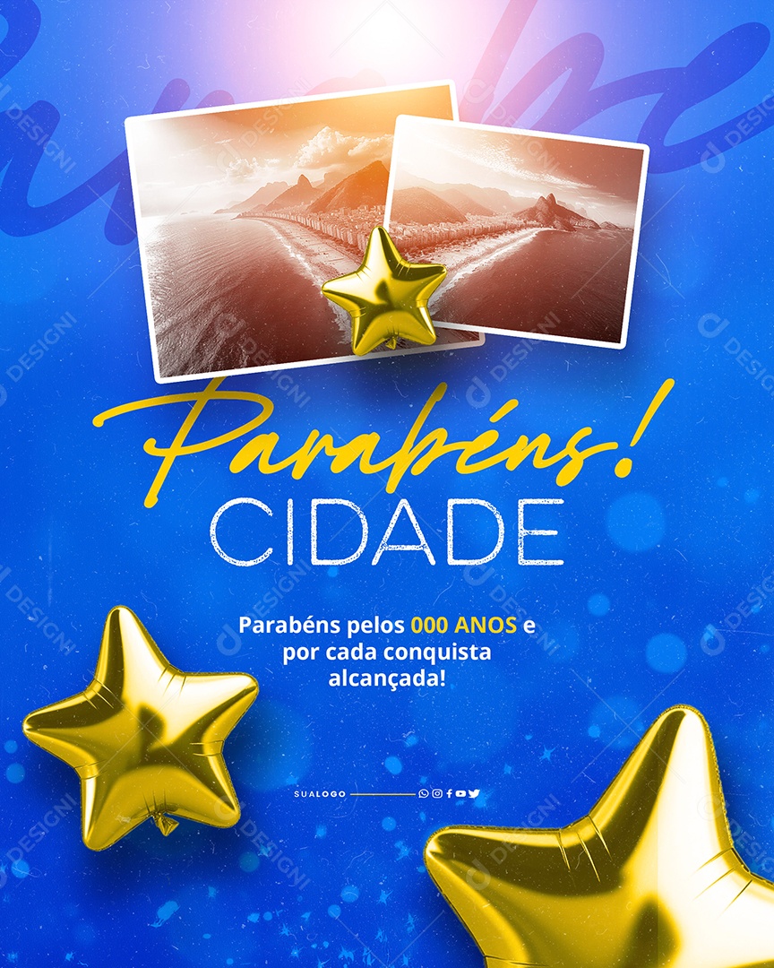 Parabéns Cidade Por Cada Conquista Abençoada Social Media PSD Editável