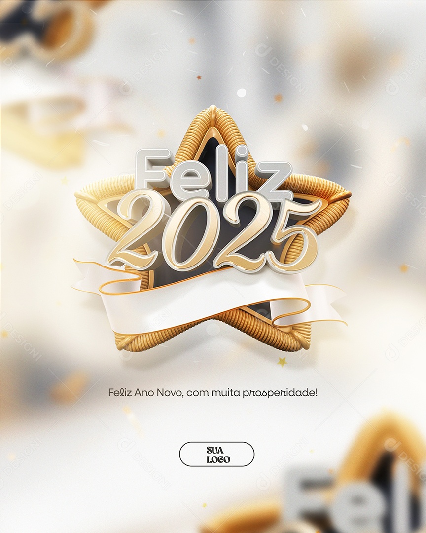 Feliz 2025 Ano Novo Com Muita Prosperidade Social Media PSD Editável