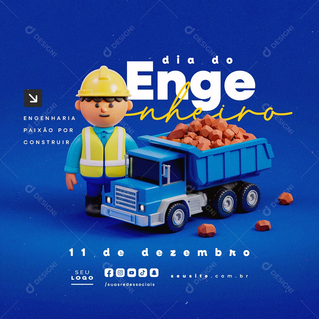 Dia do Engenheiro 11 de Dezembro Social Media PSD Editável