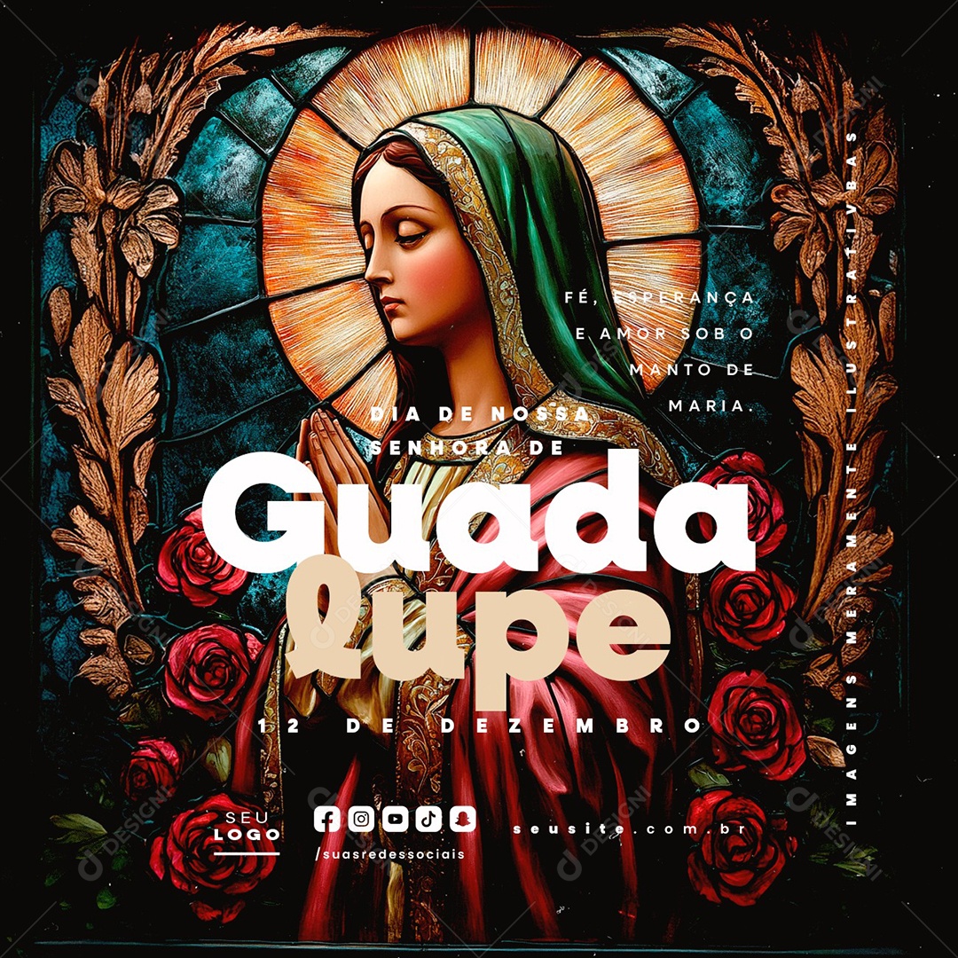 Social Media Dia de Nossa Senhora de Guadalupe 12 de Dezembro PSD Editável