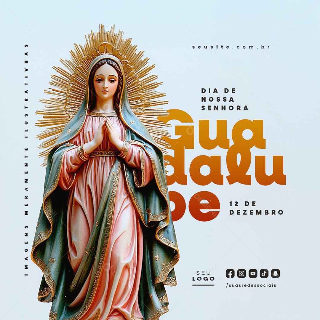 Social Media Dia de Nossa Senhora de Guadalupe 12 de Dezembro PSD Editável