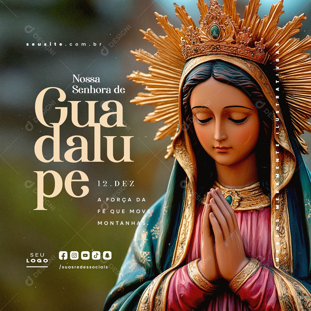 Dia de Nossa Senhora de Guadalupe 12 de Dezembro Social Media PSD Editável