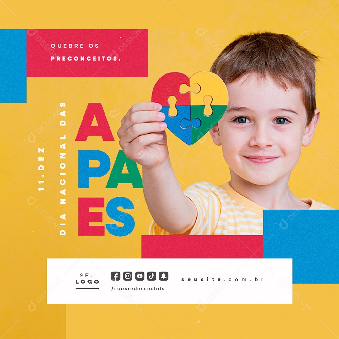 Dia Nacional Das Apaes 11 de Dezembro Quebre os Preconceitos Social Media PSD Editável