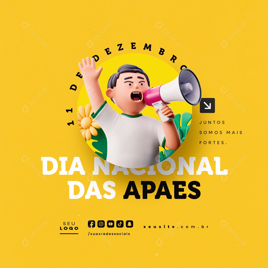 Dia Nacional Das Apaes 11 de Dezembro Juntos Somos Mais Fortes Social Media PSD Editável