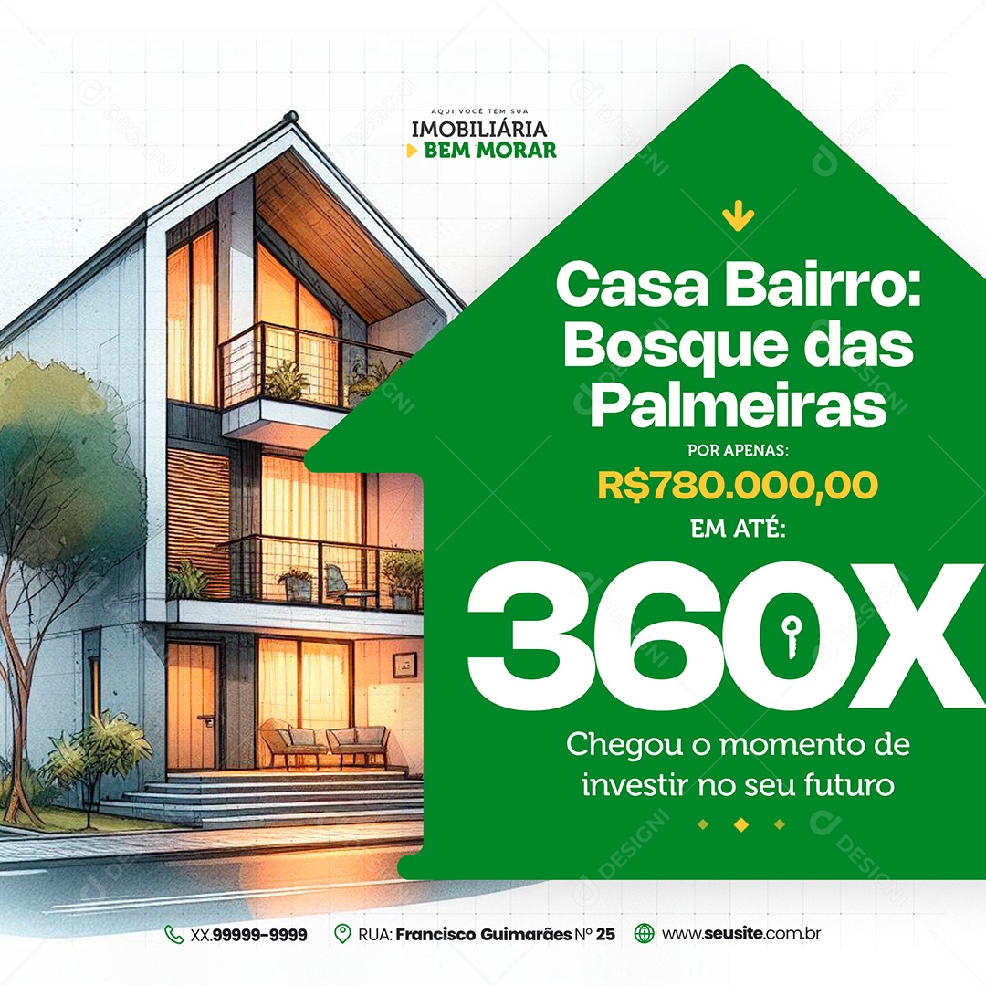 Imobiliária Compre Casa Bairro Bosque das Palmeiras Social Media PSD Editável