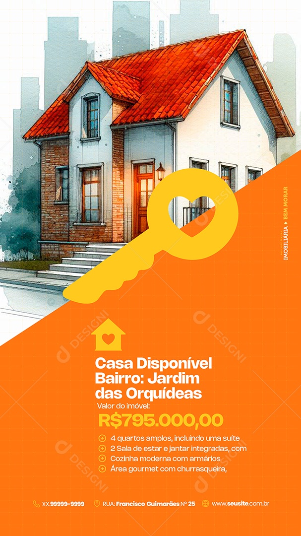 Story Imobiliária Casa Disponível Bairro Jardim Social Media PSD Editável