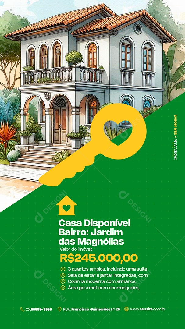 Story Imobiliária Casa Disponível Bairro Jardim Social Media PSD Editável