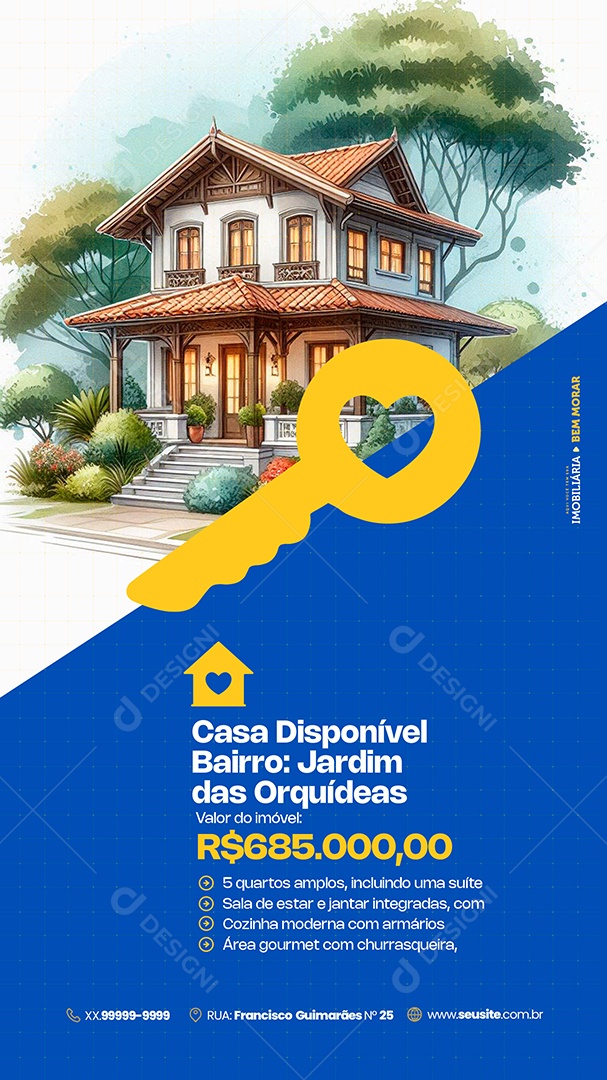 Story Imobiliária Casa Disponível Bairro Jardim Social Media PSD Editável