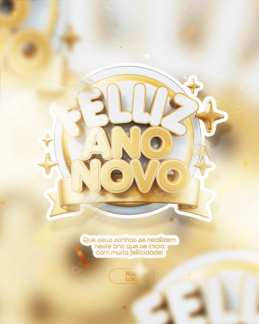 Feliz Ano Novo Que Seus Sonhos Se Realizem Social Media PSD Editável