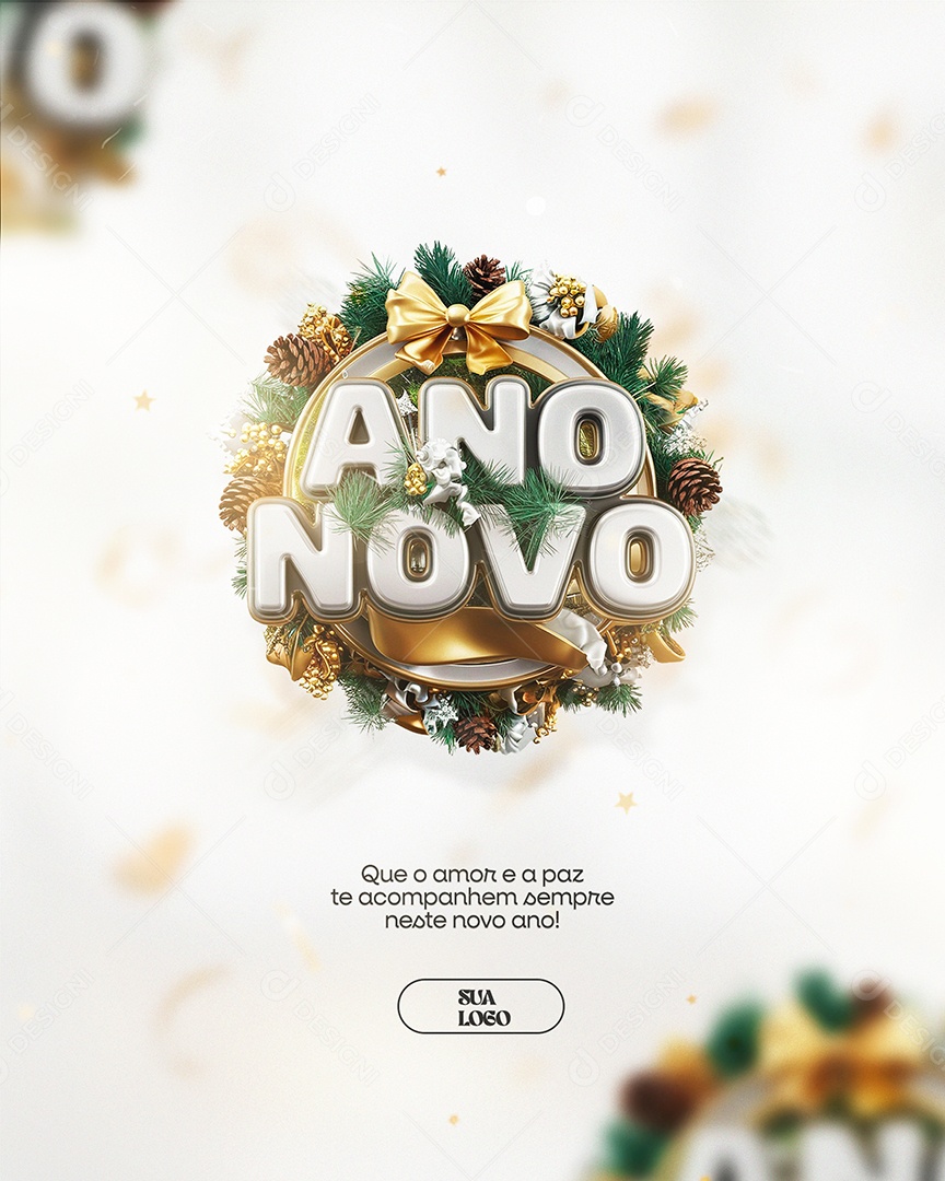 Ano Novo Amor e Paz Social Media PSD Editável