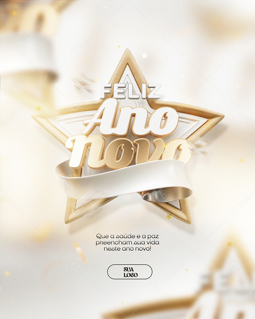 Feliz Ano Novo Saúde e Paz Social Media PSD Editável