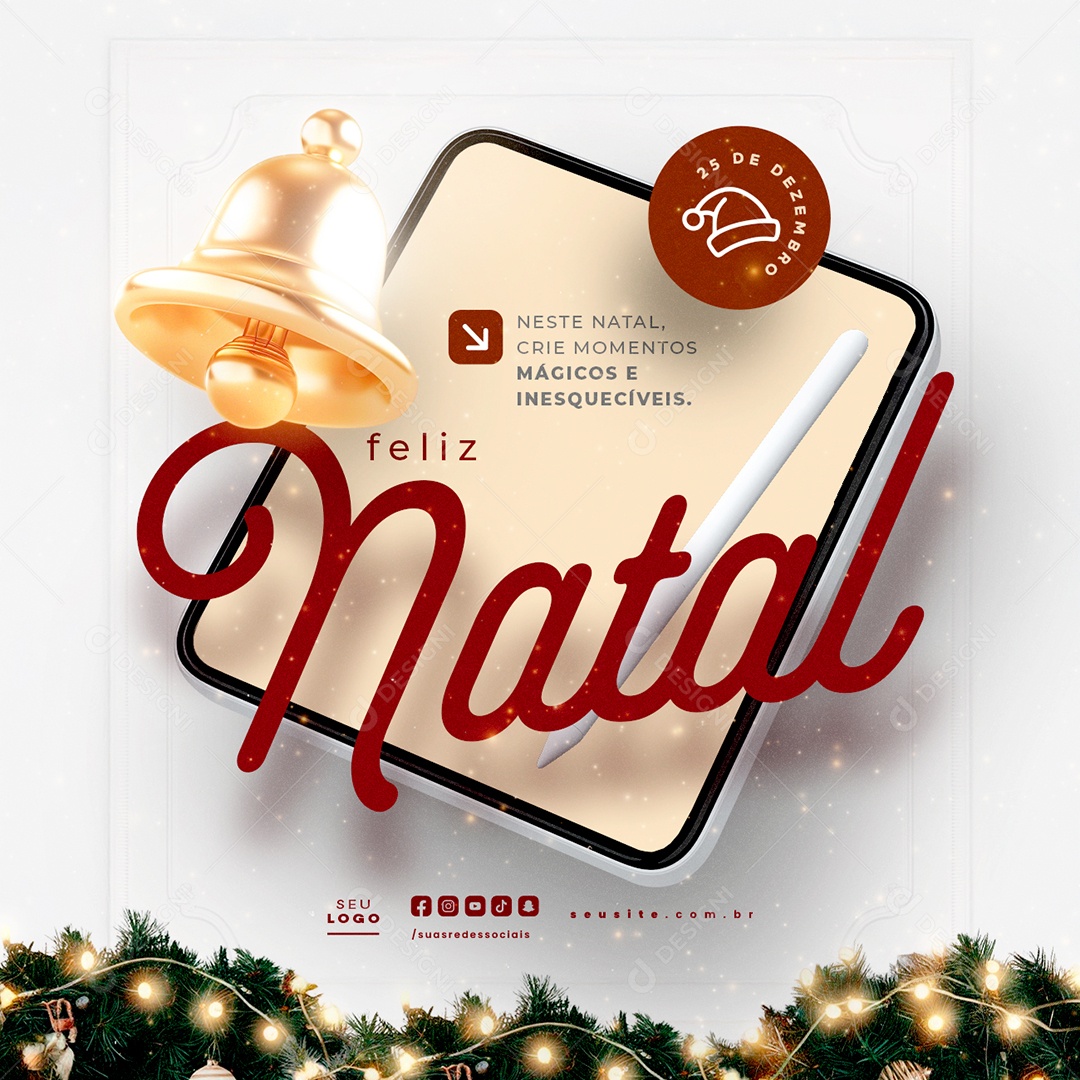 Feliz Natal 25 de Dezembro Momentos Mágicos e Inesquecíveis Social Media PSD Editável