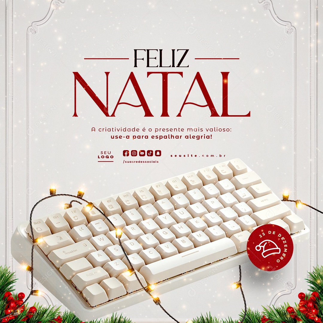 Feliz Natal 25 de Dezembro Social Media PSD Editável