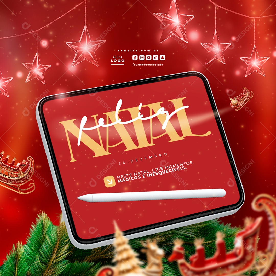 Feliz Natal 25 de Dezembro Social Media PSD Editável