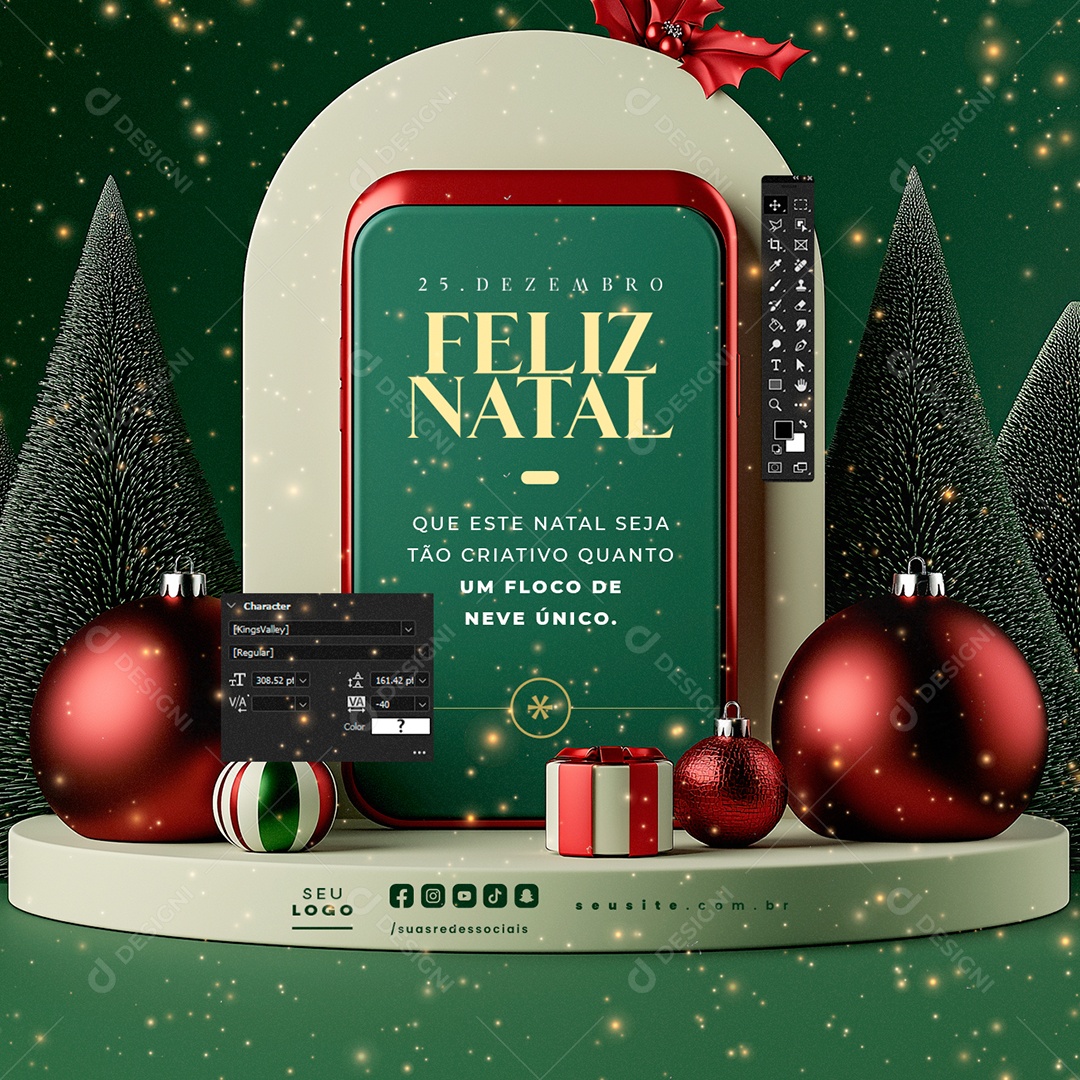 Feliz Natal 25 de Dezembro Um Floco de Neve Único Social Media PSD Editável