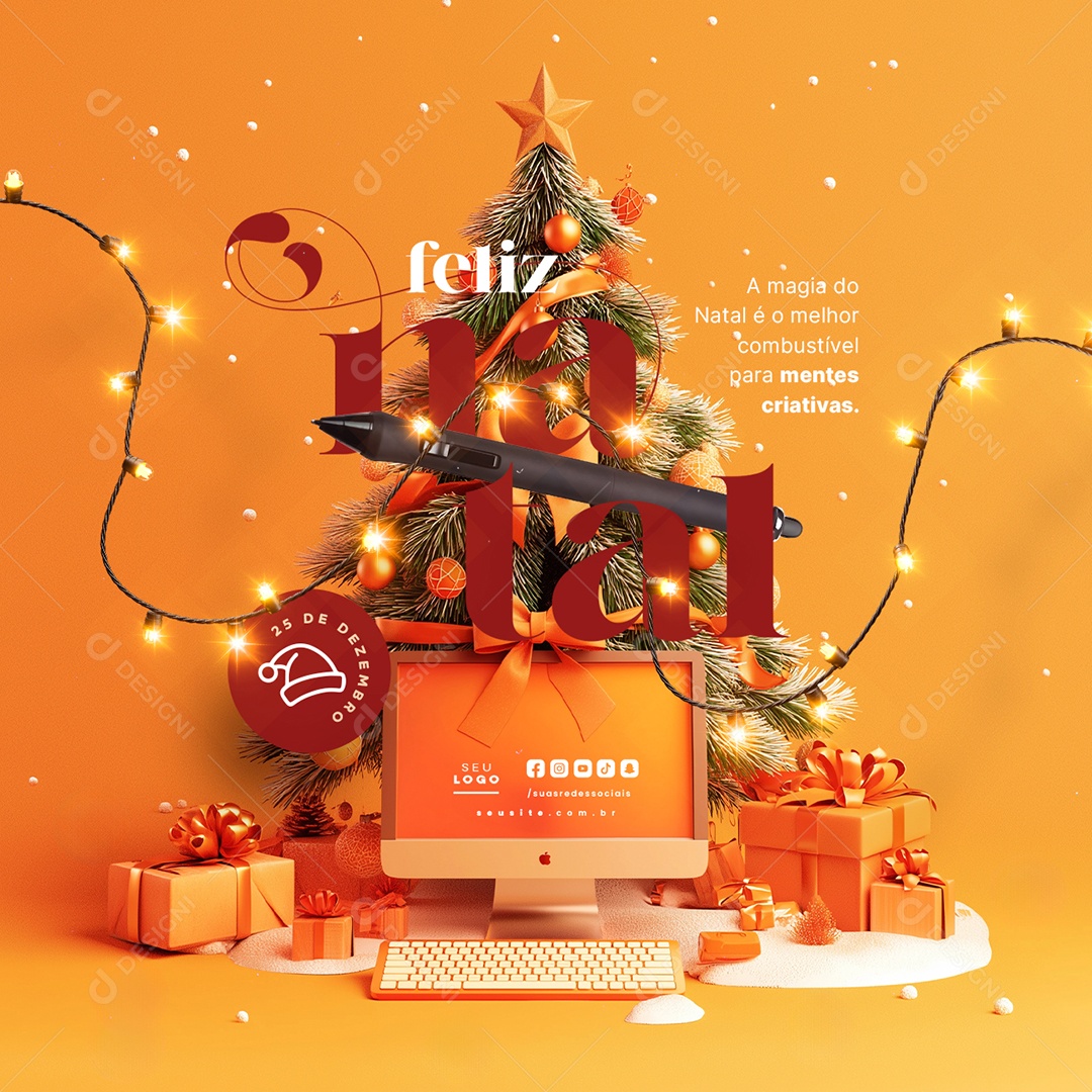 Feliz Natal 25 de Dezembro Social Media PSD Editável